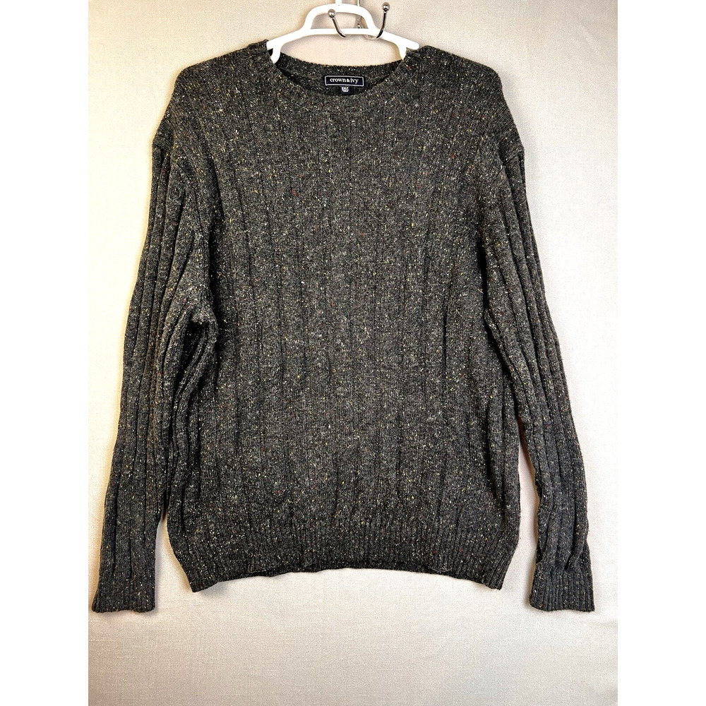 Crown & Ivy Pullover Sweater Men's 2XLT Oversized Gray Ribbed Outdoors Casual